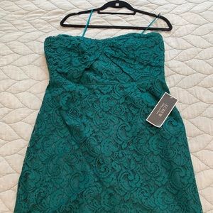 J CREW Kelsey Leavers Lace Jade Strapless Dress